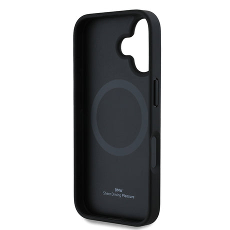 Apple iPhone 16 Kılıf BMW Orjinal Lisanslı M-safe Şarj Özellikli Metal Logolu Yarım Dokulu Circle Deri Kapak