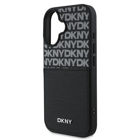 Apple iPhone 16 Kılıf DKNY Orjinal Lisanslı Kartlıklı 3D Yazılı Repeat Texture Pattern Kapak
