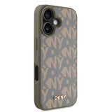 Apple iPhone 16 Kılıf DKNY Orjinal Lisanslı M-safe Şarj Özellikli 3D Yazılı Grid Pattern Kapak