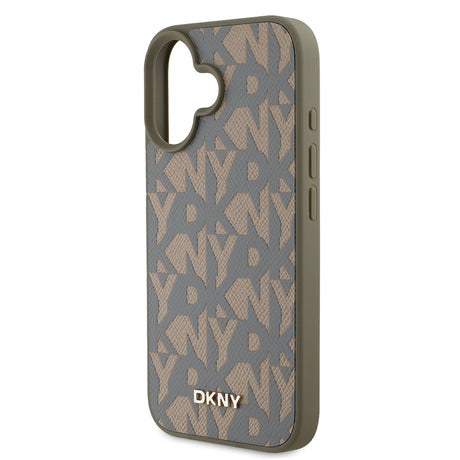 Apple iPhone 16 Kılıf DKNY Orjinal Lisanslı M-safe Şarj Özellikli 3D Yazılı Grid Pattern Kapak