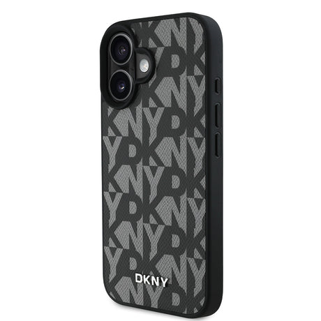 Apple iPhone 16 Kılıf DKNY Orjinal Lisanslı M-safe Şarj Özellikli 3D Yazılı Grid Pattern Kapak