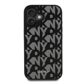 Apple iPhone 16 Kılıf DKNY Orjinal Lisanslı M-safe Şarj Özellikli 3D Yazılı Grid Pattern Kapak