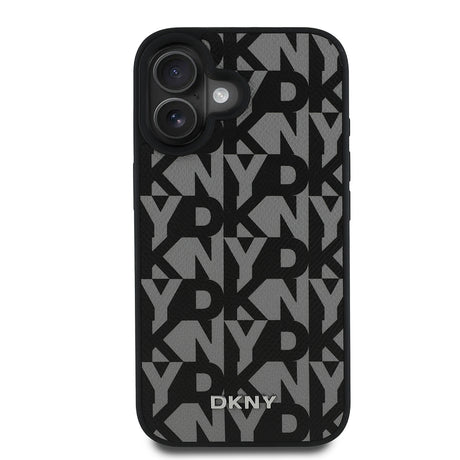 Apple iPhone 16 Kılıf DKNY Orjinal Lisanslı M-safe Şarj Özellikli 3D Yazılı Grid Pattern Kapak