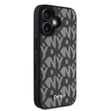 Apple iPhone 16 Kılıf DKNY Orjinal Lisanslı M-safe Şarj Özellikli 3D Yazılı Grid Pattern Kapak