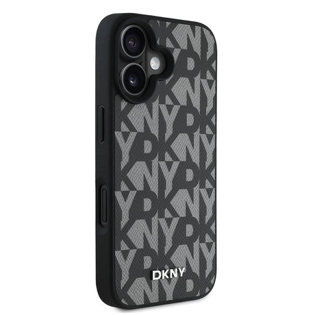 Apple iPhone 16 Kılıf DKNY Orjinal Lisanslı M-safe Şarj Özellikli 3D Yazılı Grid Pattern Kapak