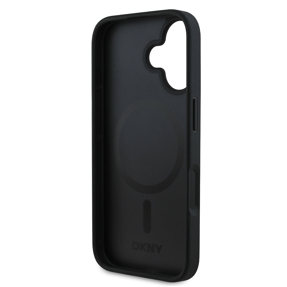 Apple iPhone 16 Kılıf DKNY Orjinal Lisanslı M-safe Şarj Özellikli 3D Yazılı Grid Pattern Kapak