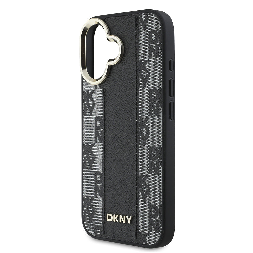 Apple iPhone 16 Kılıf DKNY Orjinal Lisanslı M-safe Şarj Özellikli 3D Yazılı Checkered Pattern Kapak