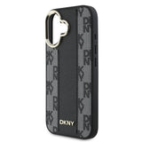 Apple iPhone 16 Kılıf DKNY Orjinal Lisanslı M-safe Şarj Özellikli 3D Yazılı Checkered Pattern Kapak