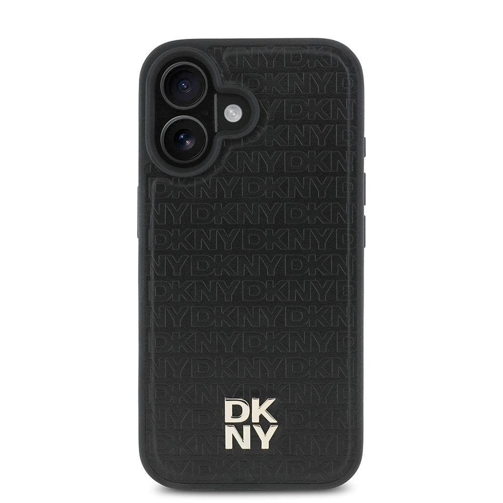 Apple iPhone 16 Kılıf DKNY Orjinal Lisanslı M-safe Şarj Özellikli 3D Yazılı Repeat Pattern Kapak