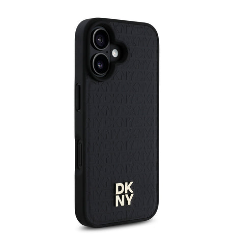 Apple iPhone 16 Kılıf DKNY Orjinal Lisanslı M-safe Şarj Özellikli 3D Yazılı Repeat Pattern Kapak