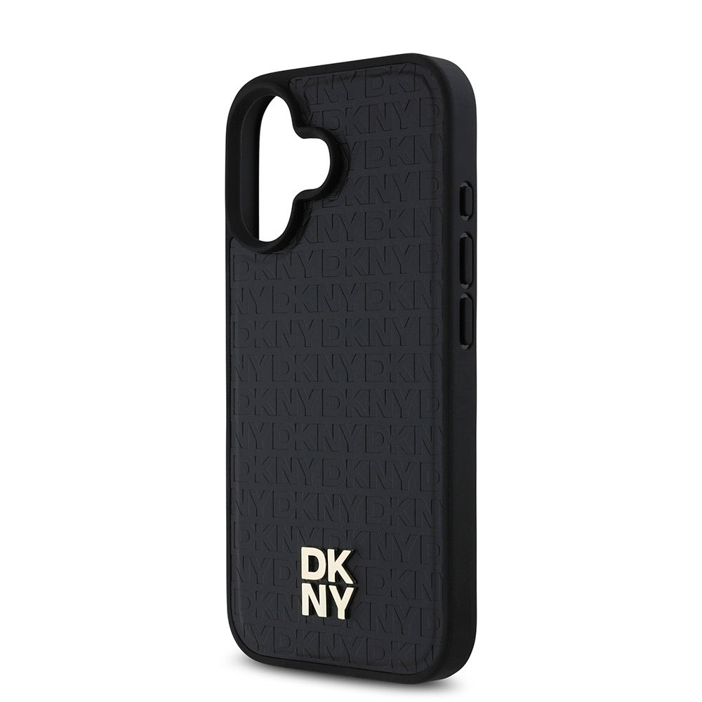 Apple iPhone 16 Kılıf DKNY Orjinal Lisanslı M-safe Şarj Özellikli 3D Yazılı Repeat Pattern Kapak