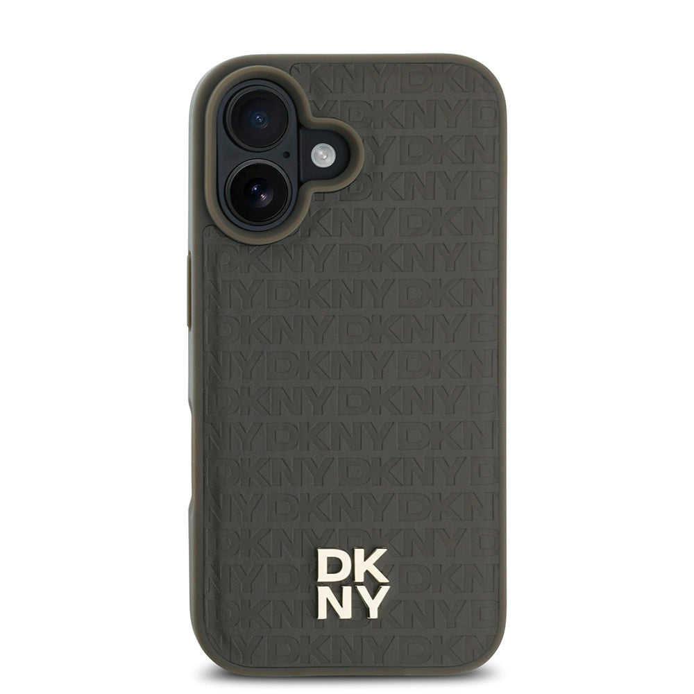 Apple iPhone 16 Kılıf DKNY Orjinal Lisanslı M-safe Şarj Özellikli 3D Yazılı Repeat Pattern Kapak