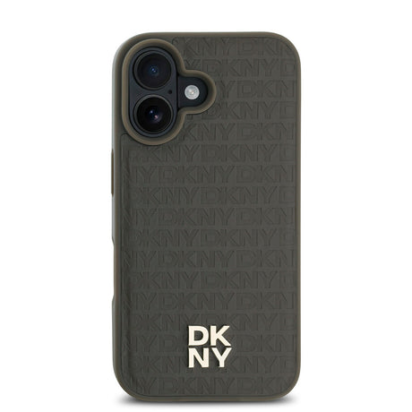 Apple iPhone 16 Kılıf DKNY Orjinal Lisanslı M-safe Şarj Özellikli 3D Yazılı Repeat Pattern Kapak