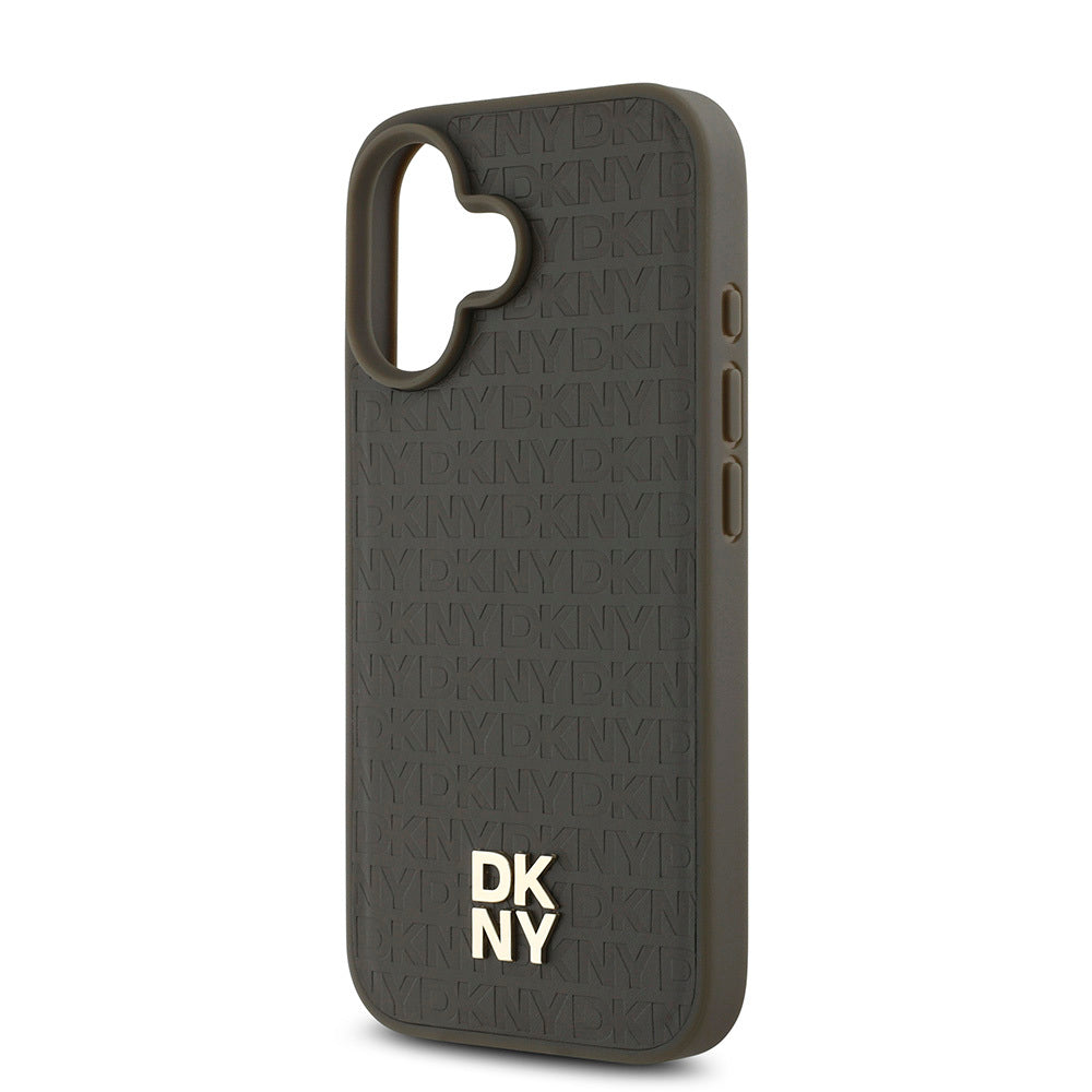 Apple iPhone 16 Kılıf DKNY Orjinal Lisanslı M-safe Şarj Özellikli 3D Yazılı Repeat Pattern Kapak