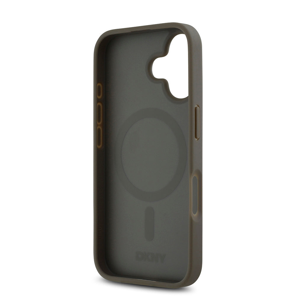 Apple iPhone 16 Kılıf DKNY Orjinal Lisanslı M-safe Şarj Özellikli 3D Yazılı Repeat Pattern Kapak