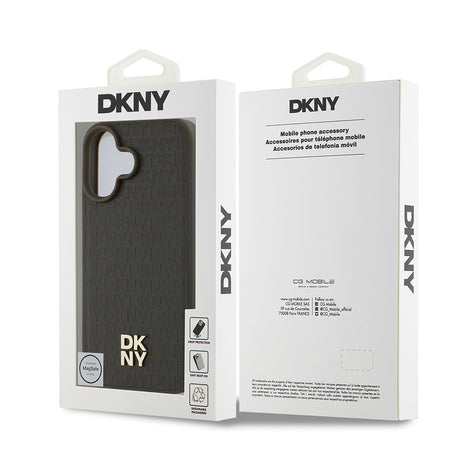 Apple iPhone 16 Kılıf DKNY Orjinal Lisanslı M-safe Şarj Özellikli 3D Yazılı Repeat Pattern Kapak