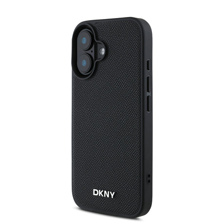 Apple iPhone 16 Kılıf DKNY Orjinal Lisanslı M-safe Şarj Özellikli Metal Logolu PU Deri Grained Kapak