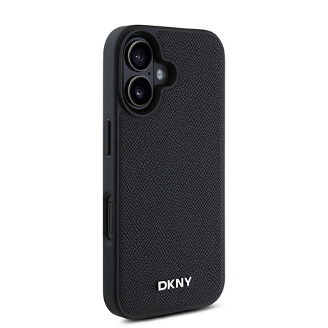 Apple iPhone 16 Kılıf DKNY Orjinal Lisanslı M-safe Şarj Özellikli Metal Logolu PU Deri Grained Kapak