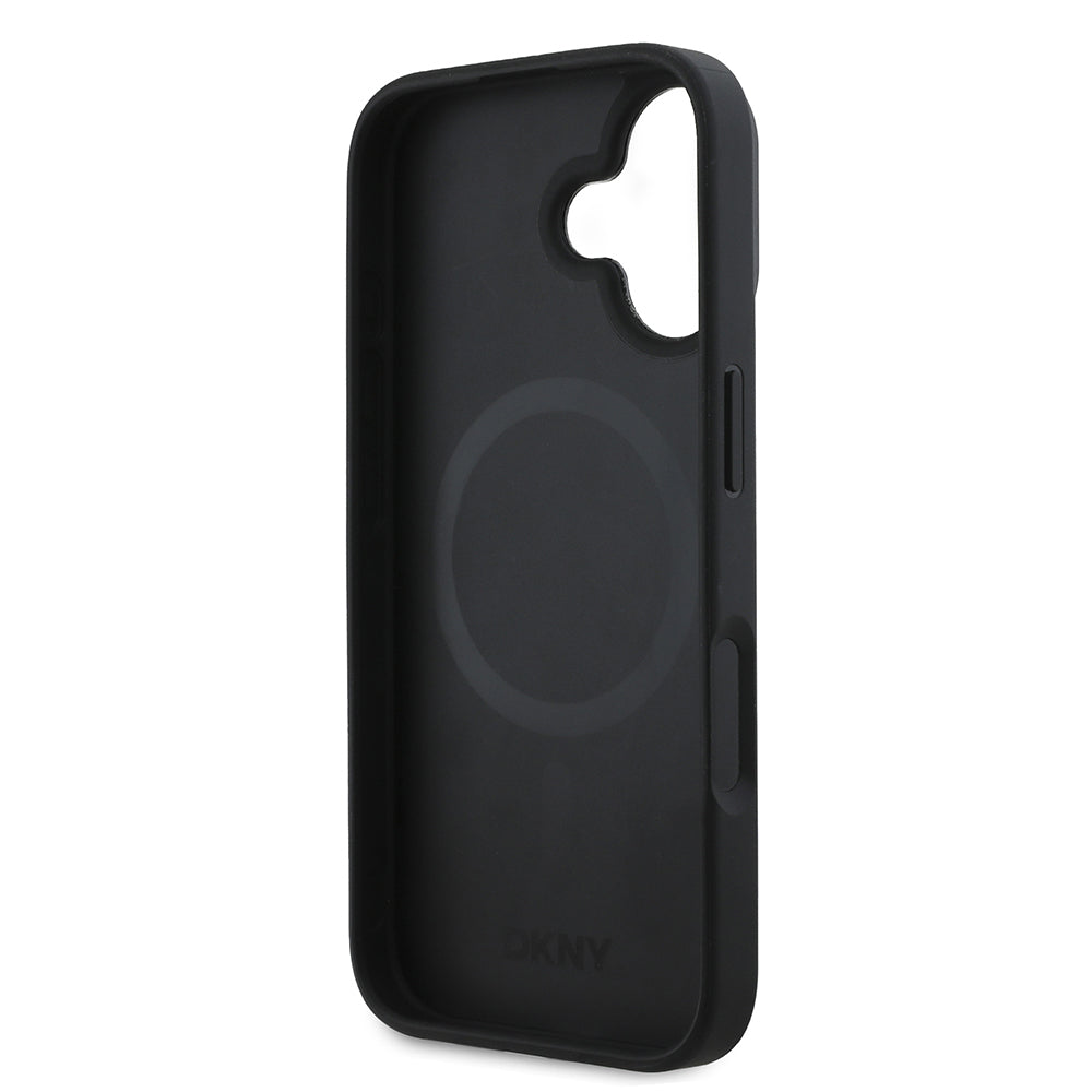 Apple iPhone 16 Kılıf DKNY Orjinal Lisanslı M-safe Şarj Özellikli Metal Logolu PU Deri Plain Kapak
