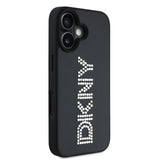 Apple iPhone 16 Kılıf DKNY Orjinal Lisanslı Taşlı DKNY Yazılı Metalik Rhinestones PU Deri Kapak