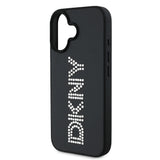 Apple iPhone 16 Kılıf DKNY Orjinal Lisanslı Taşlı DKNY Yazılı Metalik Rhinestones PU Deri Kapak