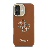 Apple iPhone 16 Kılıf Guess Orjinal Lisanslı Grained Yazı Logolu Kamera Standlı Kapak