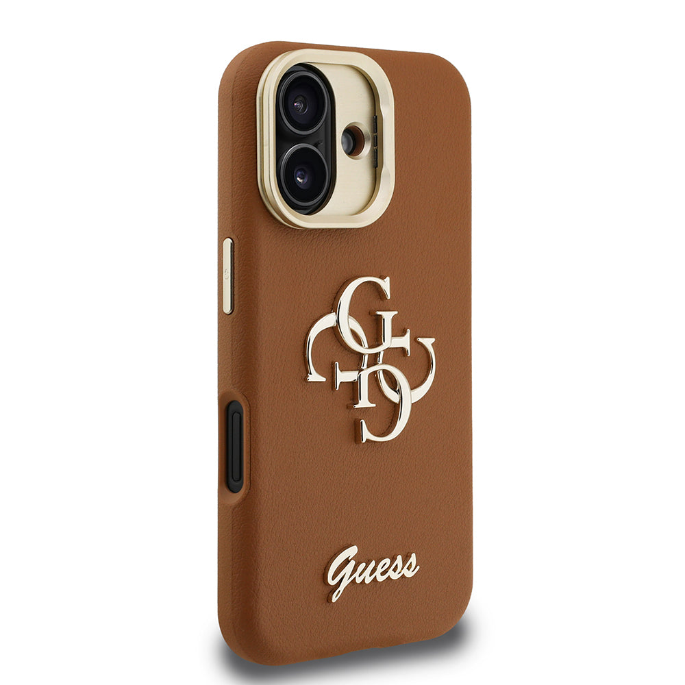 Apple iPhone 16 Kılıf Guess Orjinal Lisanslı Grained Yazı Logolu Kamera Standlı Kapak