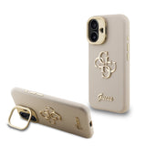 Apple iPhone 16 Kılıf Guess Orjinal Lisanslı Grained Yazı Logolu Kamera Standlı Kapak