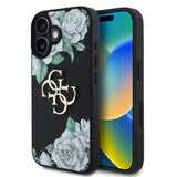 Apple iPhone 16 Kılıf Guess Orjinal Lisanslı Gül Baskılı Büyük Metal Logo Dizaynlı Kapak