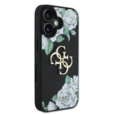 Apple iPhone 16 Kılıf Guess Orjinal Lisanslı Gül Baskılı Büyük Metal Logo Dizaynlı Kapak