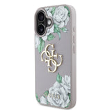 Apple iPhone 16 Kılıf Guess Orjinal Lisanslı Gül Baskılı Büyük Metal Logo Dizaynlı Kapak