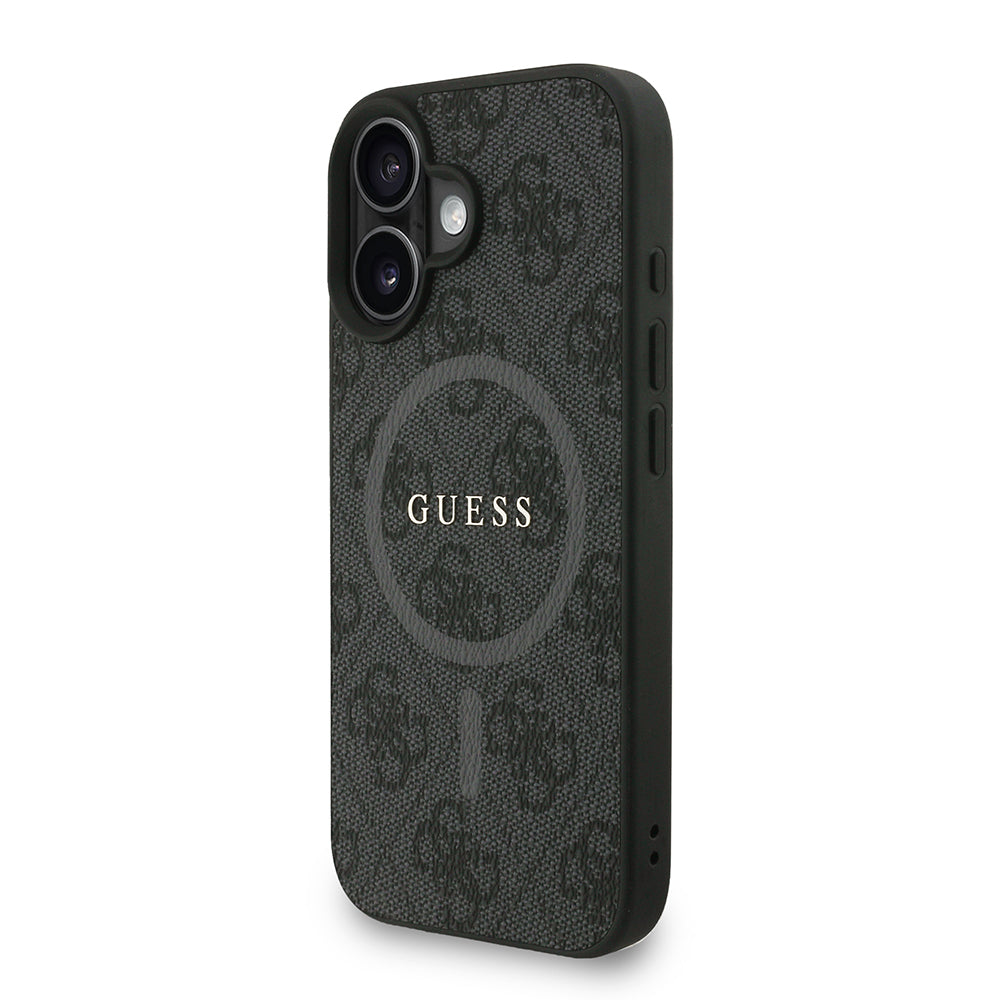 Apple iPhone 16 Kılıf Guess Orjinal Lisanslı M-safe Şarj Özellikli PU Deri Bilek Askı İpli Yazı Logolu Kapak