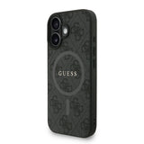 Apple iPhone 16 Kılıf Guess Orjinal Lisanslı M-safe Şarj Özellikli PU Deri Bilek Askı İpli Yazı Logolu Kapak