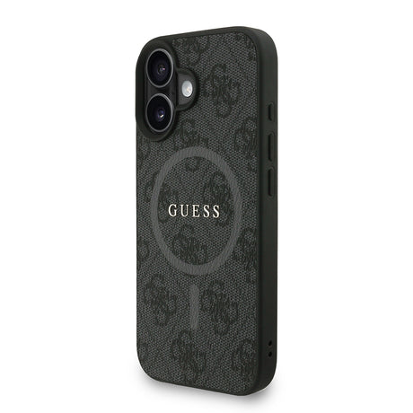Apple iPhone 16 Kılıf Guess Orjinal Lisanslı M-safe Şarj Özellikli PU Deri Bilek Askı İpli Yazı Logolu Kapak