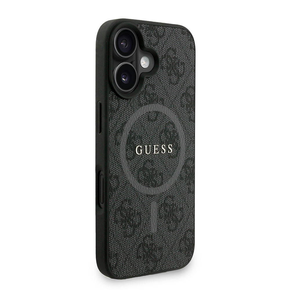 Apple iPhone 16 Kılıf Guess Orjinal Lisanslı M-safe Şarj Özellikli PU Deri Bilek Askı İpli Yazı Logolu Kapak