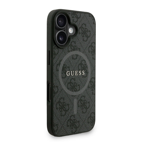 Apple iPhone 16 Kılıf Guess Orjinal Lisanslı M-safe Şarj Özellikli PU Deri Bilek Askı İpli Yazı Logolu Kapak