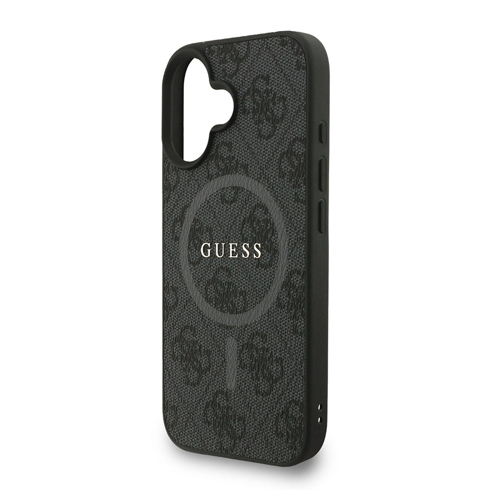 Apple iPhone 16 Kılıf Guess Orjinal Lisanslı M-safe Şarj Özellikli PU Deri Bilek Askı İpli Yazı Logolu Kapak