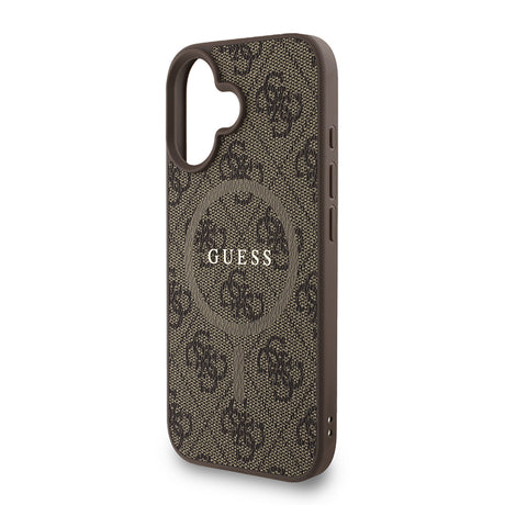 Apple iPhone 16 Kılıf Guess Orjinal Lisanslı M-safe Şarj Özellikli PU Deri Bilek Askı İpli Yazı Logolu Kapak