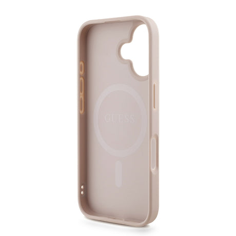 Apple iPhone 16 Kılıf Guess Orjinal Lisanslı M-safe Şarj Özellikli PU Deri Bilek Askı İpli Yazı Logolu Kapak