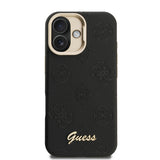 Apple iPhone 16 Kılıf Guess Orjinal Lisanslı M-safe Şarj Özellikli Sıcak Baskılı Yazı Logolu Kamera Standlı PU Deri Peony Kapak