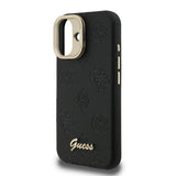 Apple iPhone 16 Kılıf Guess Orjinal Lisanslı M-safe Şarj Özellikli Sıcak Baskılı Yazı Logolu Kamera Standlı PU Deri Peony Kapak