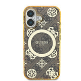 Apple iPhone 16 Kılıf Guess Orjinal Lisanslı M-safe Şarj Özellikli 4G Desenli IML Yazı Logolu Peony Kapak
