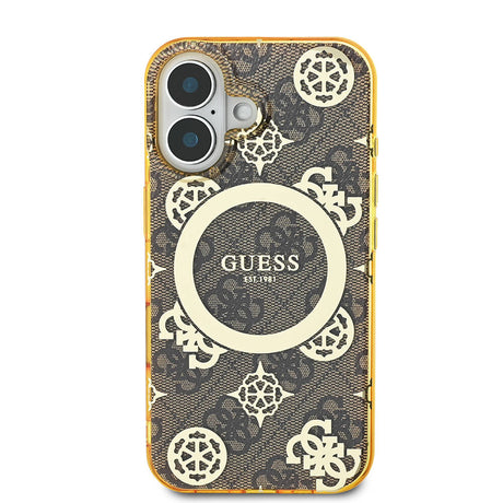 Apple iPhone 16 Kılıf Guess Orjinal Lisanslı M-safe Şarj Özellikli 4G Desenli IML Yazı Logolu Peony Kapak