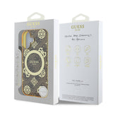 Apple iPhone 16 Kılıf Guess Orjinal Lisanslı M-safe Şarj Özellikli 4G Desenli IML Yazı Logolu Peony Kapak