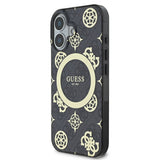 Apple iPhone 16 Kılıf Guess Orjinal Lisanslı M-safe Şarj Özellikli 4G Desenli IML Yazı Logolu Peony Kapak