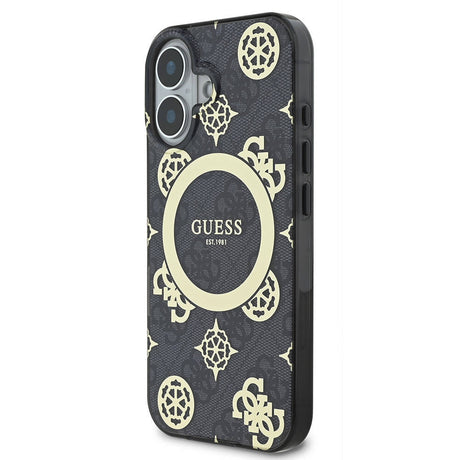 Apple iPhone 16 Kılıf Guess Orjinal Lisanslı M-safe Şarj Özellikli 4G Desenli IML Yazı Logolu Peony Kapak