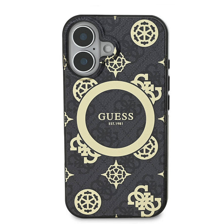 Apple iPhone 16 Kılıf Guess Orjinal Lisanslı M-safe Şarj Özellikli 4G Desenli IML Yazı Logolu Peony Kapak