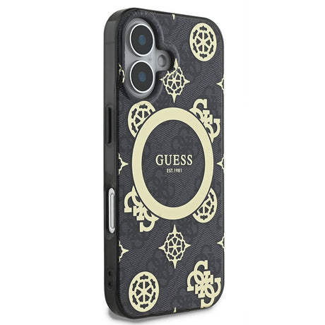 Apple iPhone 16 Kılıf Guess Orjinal Lisanslı M-safe Şarj Özellikli 4G Desenli IML Yazı Logolu Peony Kapak