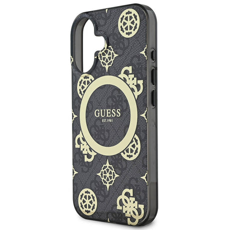 Apple iPhone 16 Kılıf Guess Orjinal Lisanslı M-safe Şarj Özellikli 4G Desenli IML Yazı Logolu Peony Kapak