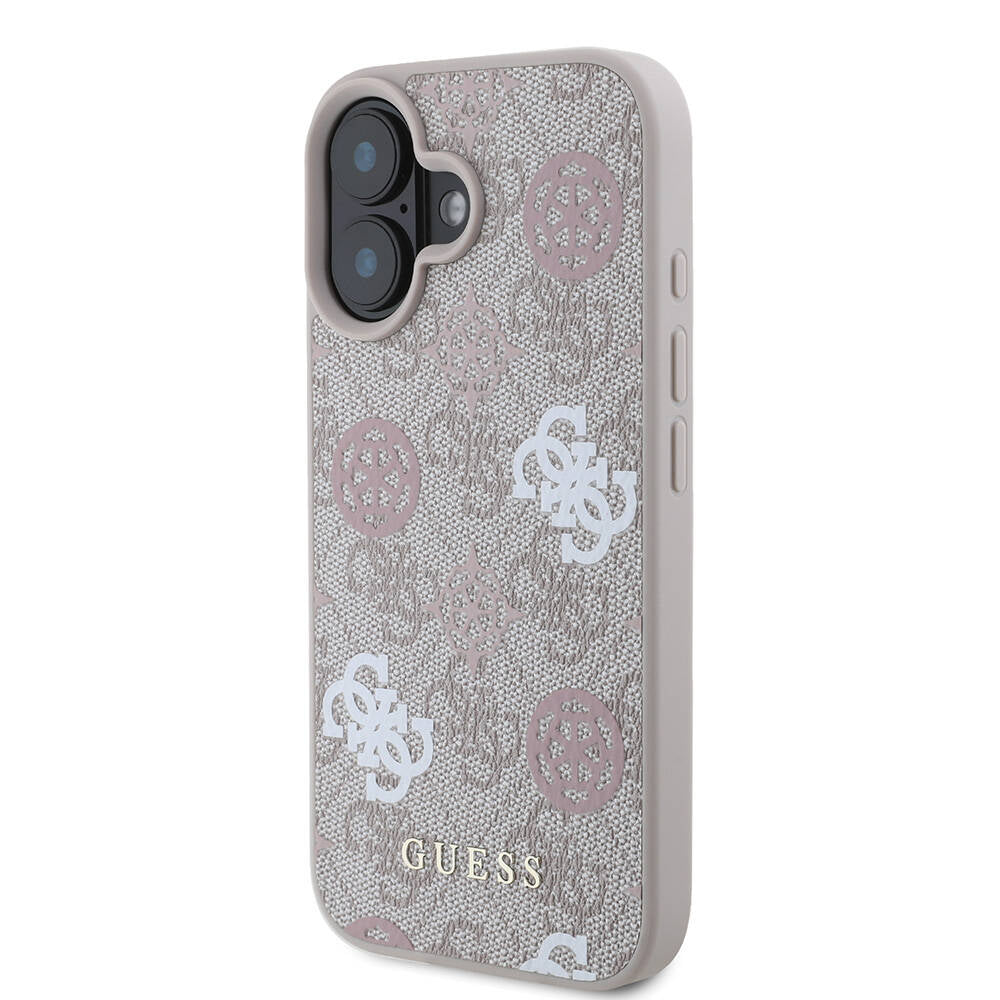 Apple iPhone 16 Kılıf Guess Orjinal Lisanslı M-safe Şarj Özellikli 4G Desenli Yazı Logolu Peony Kapak